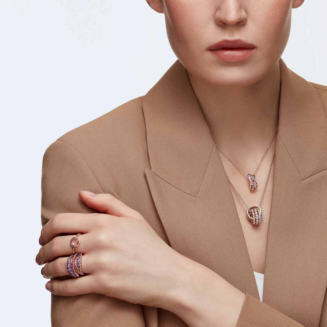 0076 Swarovski վզնոց երկու օղակ