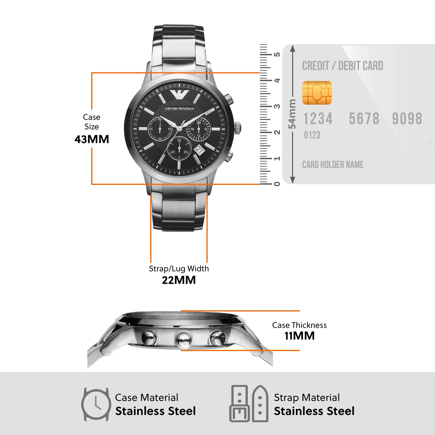 0796 Emporio Armani ժամացույց 43 mm