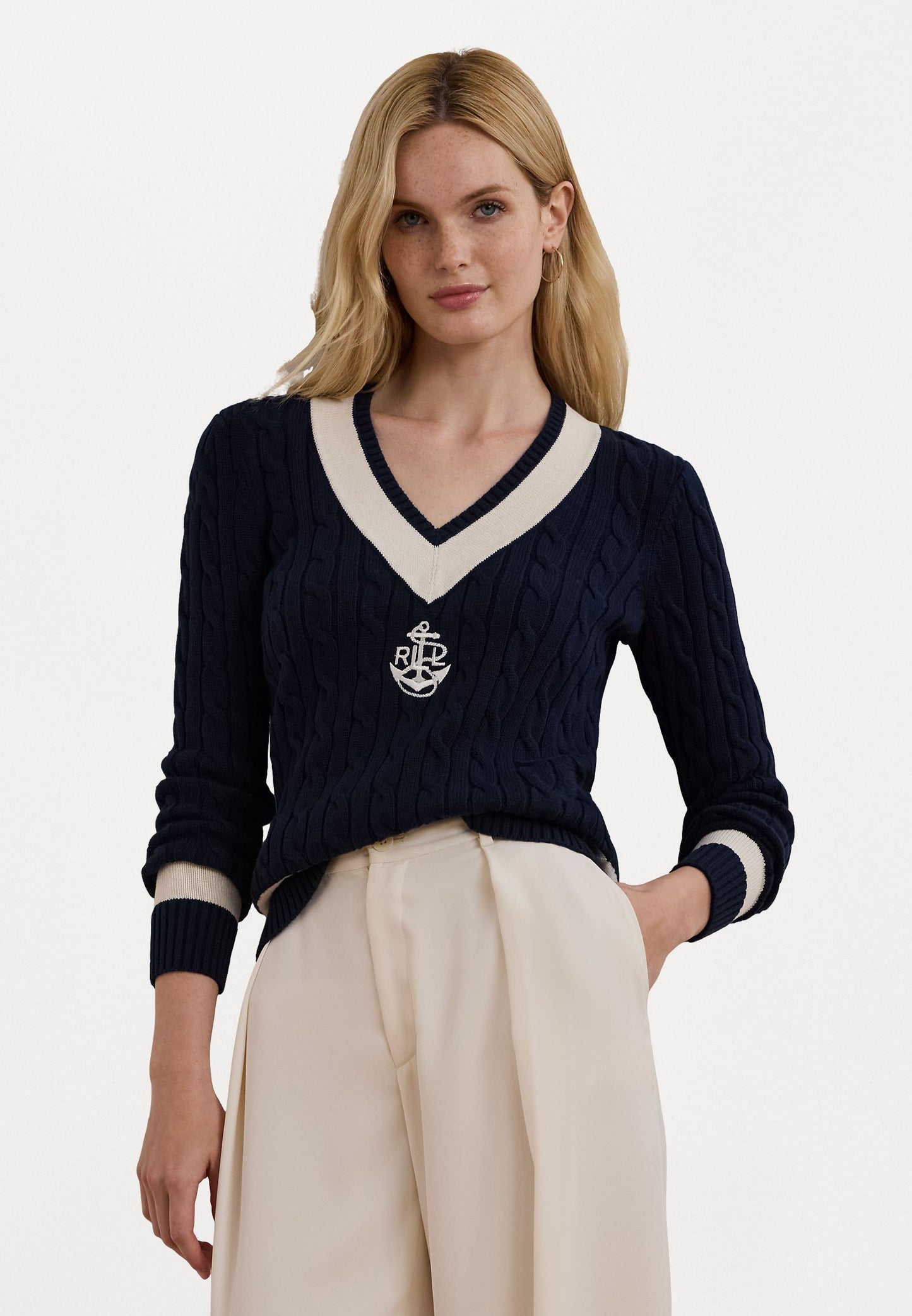 0655 Ralph Lauren երկարաթև գործվածքից բլուզ